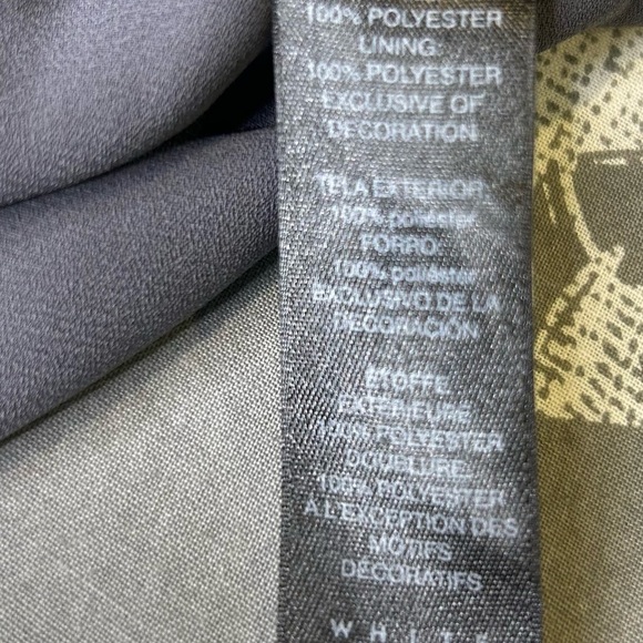 🩶”WHBM” Bluish Gray Long Sleeve Dress w/ White and Gold Floral Embroidery Sz 12🩶 - Picture 15 of 16